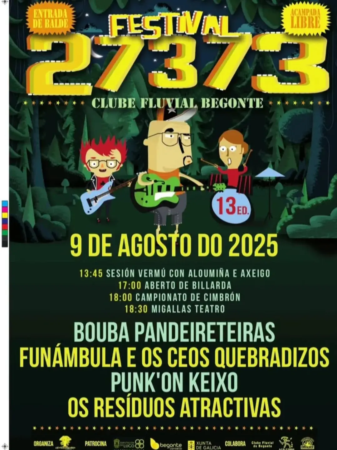 Cartel: Festival 27373, Clube Fluvial Begonte, sábado, 9 de agosto de 2025