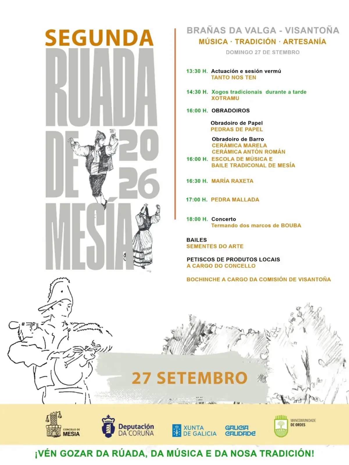 Cartel: Segunda Ruada de Mesía, Mesía, domingo, 27 de setembro de 2026